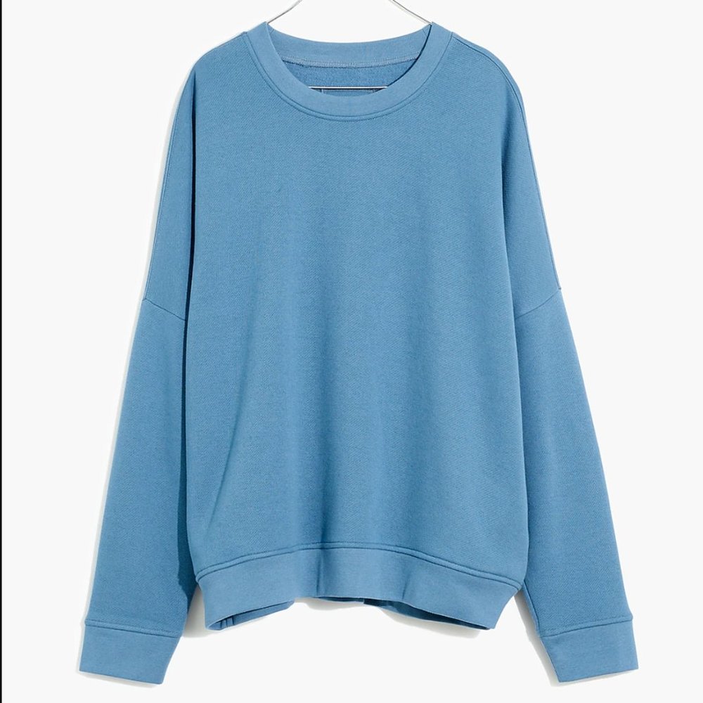 Madewell Betterterry Crewneck Sweatshirt Pockets Blue Distant Ocean XL